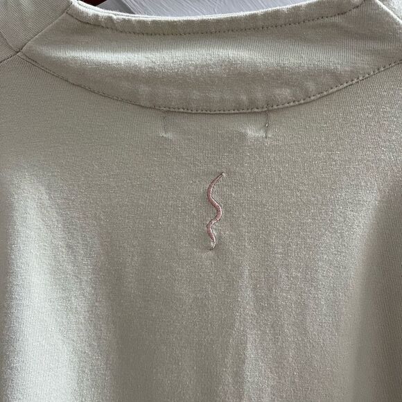 Shiva Shakti Yoga Celery V-Neck Jersey Button Down Top sz M - Picture 4 of 5